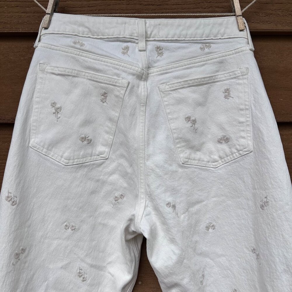 Abercrombie & Fitch Womens 90s High-Rise Relaxed Jeans With Cream Floral Embroid - Picture 9 of 13